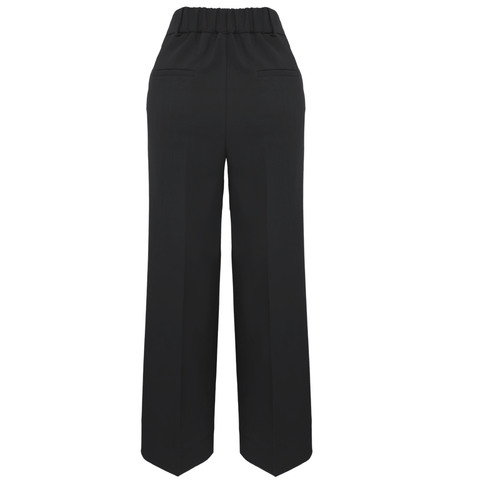 BELİ LASTİKLİ GENİŞ PAÇA PANTOLON SİYAH