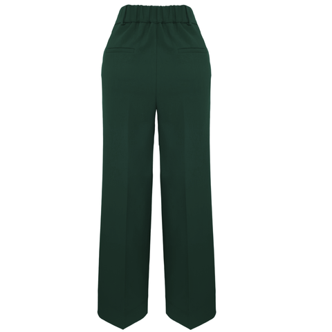 BELİ LASTİKLİ GENİŞ PAÇA PANTOLON YEŞİL