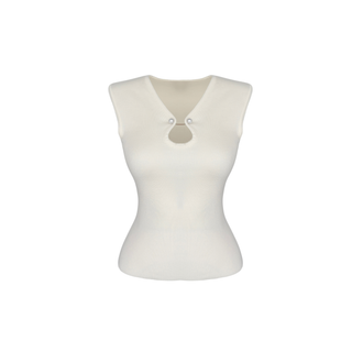 YAKASI İNCİ DETAY TRİKO EKRU