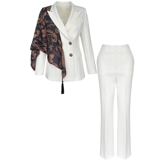 ŞAL DETAYLI TAKIM EKRU