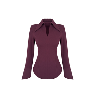 YAKA VE MANŞET DETAYLI OMUZLARI VATKALI BLUZ MOR