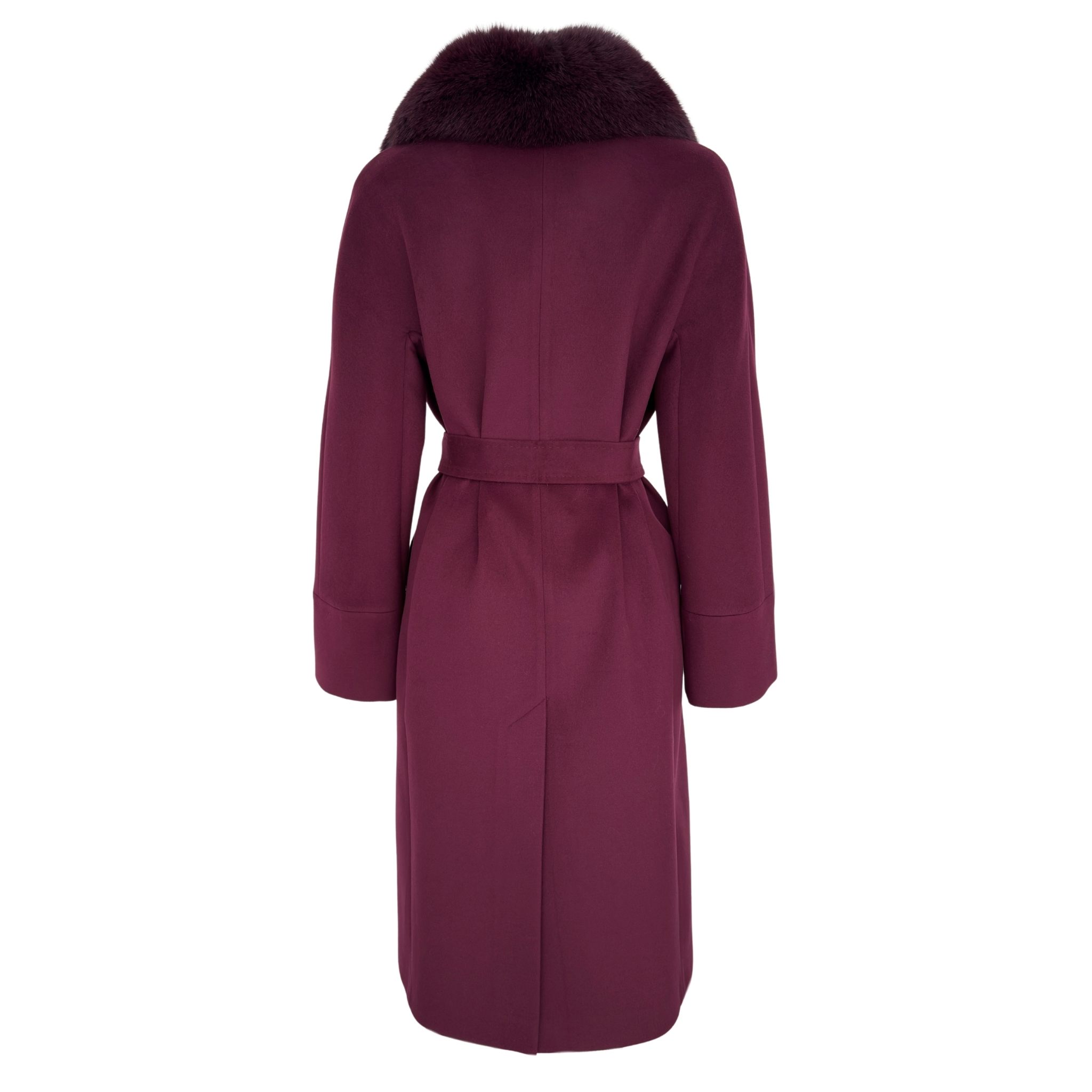 ÇIKARILABİLİR KÜRK DETAYLI CASHMERE KARIŞIMLI KABAN BORDO