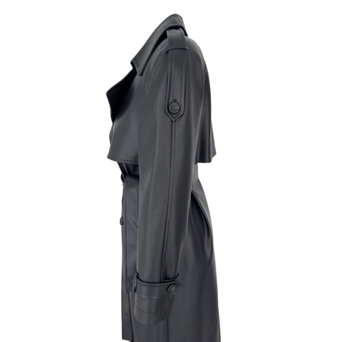 KRUVAZE MODEL SUNİ DERİ TRENÇKOT SİYAH