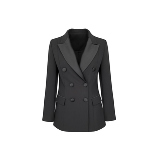 SATEN YAKA DETAYLI TAKIM SİYAH