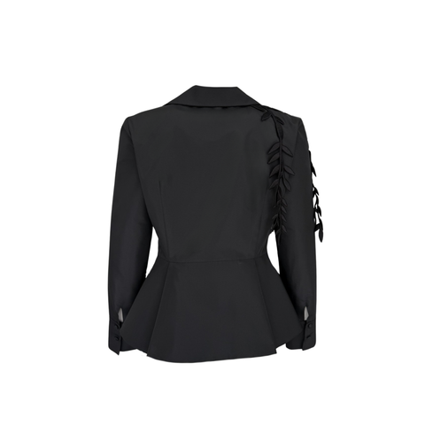 HENA YAPRAK DETAY TAFTA CEKET SİYAH