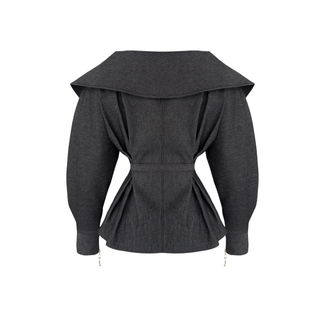 JANE YAKA DETAY FERMUARLI DENİM CEKET GRİ