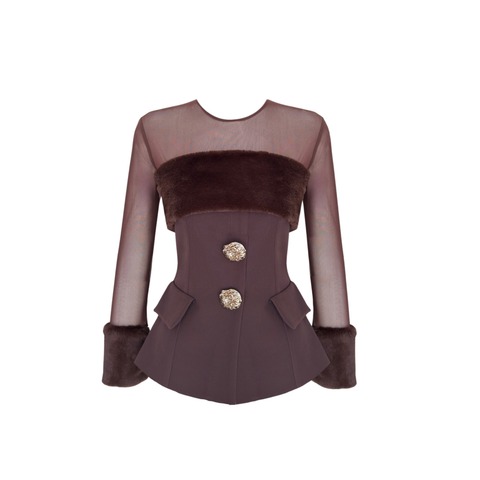 KÜRK DETAY GOLD DÜĞMELİ 3'LÜ TAKIM KAHVE