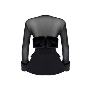 KÜRK DETAY LAME DÜĞMELİ 3'LÜ TAKIM SİYAH