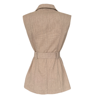 BELİ KUŞAKLI GOLD DÜĞMELİ TAKIM CAMEL