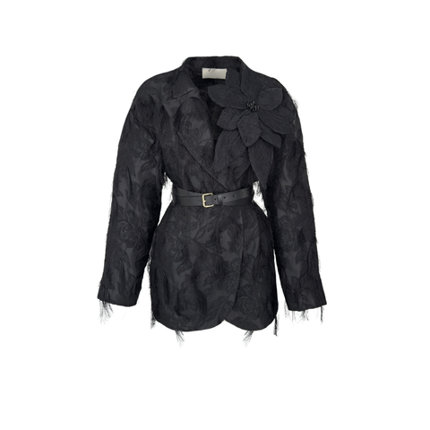 BELİ KEMERLİ PÜSKÜL DETAY TAKIM SİYAH