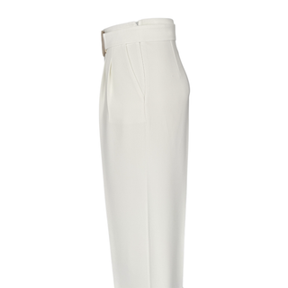 BELT DETAIL DOUBLE LEG TROUSERS WHITE