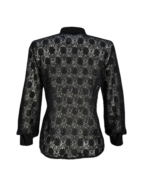 PAYETLİ DANTEL GÖMLEK SİYAH
