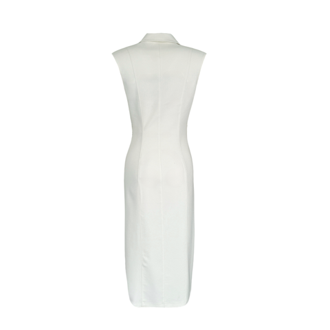 BELİ AKSESUARLI LİKRALI GABARDİN ELBİSE EKRU