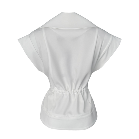 LUNA ŞAL YAKA BELDEN AYARLI YELEK BEYAZ