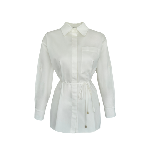 BELİ BAĞLAMA DETAYLI GÖMLEK EKRU