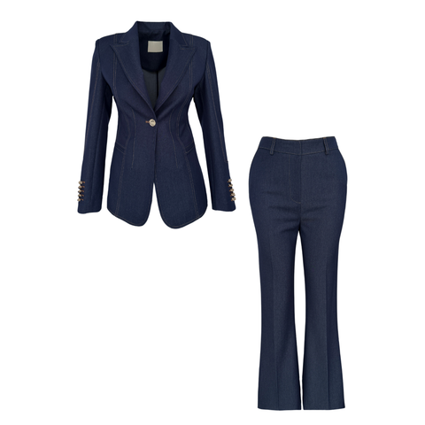 GOLD DÜĞME DETAYLI DENİM TAKIM