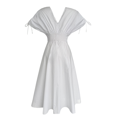 VALERİA ÇİÇEK APLİKELİ ELBİSE BEYAZ