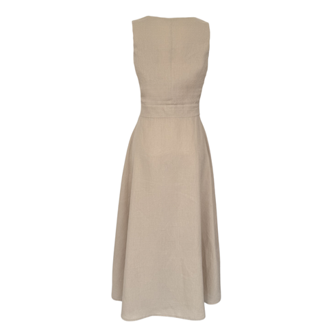 KRUVAZE MODEL %100 KETEN ELBİSE BEJ