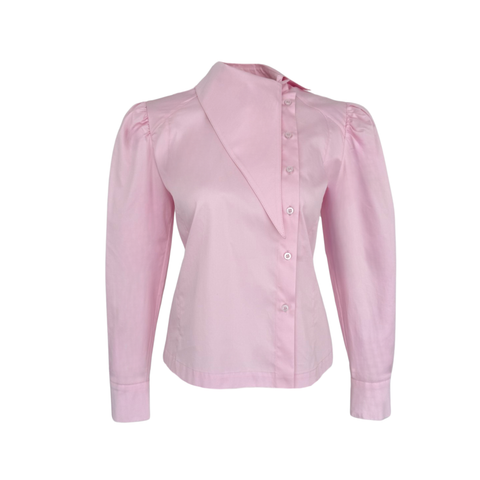 BERRY ASYMMETRIC COLLAR DETAILED SHIRT BLACK