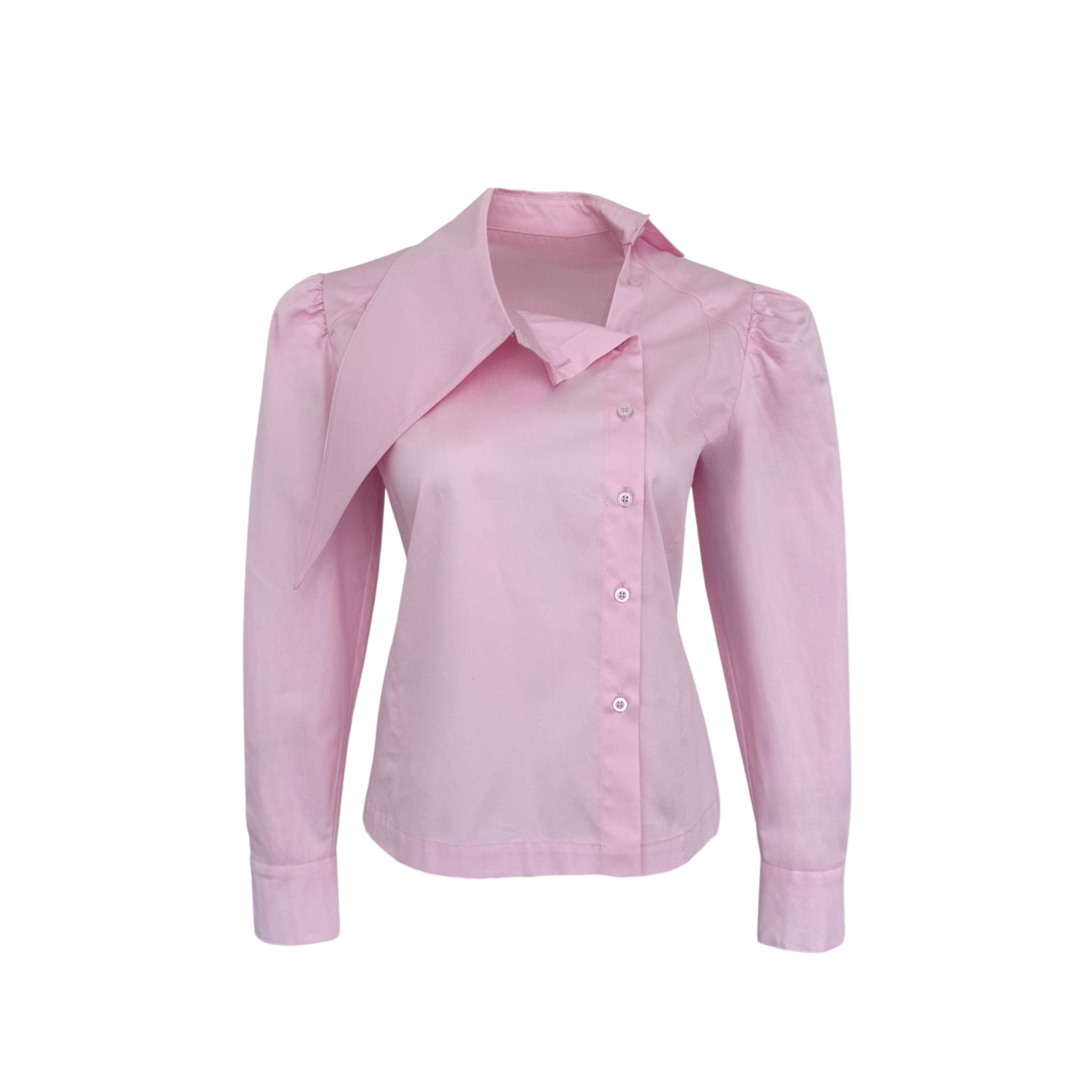 BERRY ASİMETRİK YAKA DETAYLI GÖMLEK PEMBE