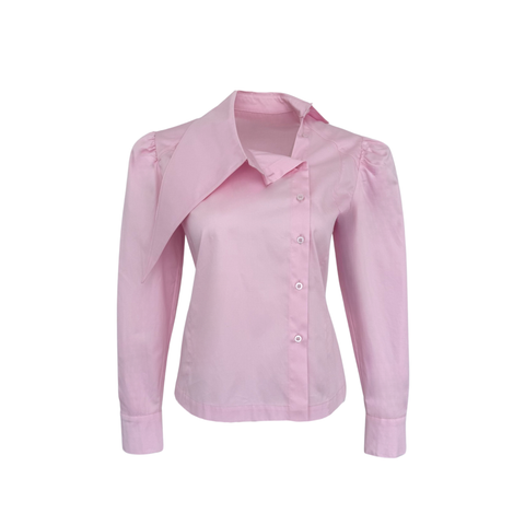 BERRY ASYMMETRIC COLLAR DETAILED SHIRT BLACK