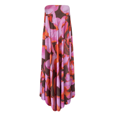 FLORAL DESEN STRAPLEZ ELBİSE