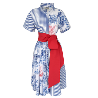 KIRMIZI KUŞAKLI COTTON ELBİSE