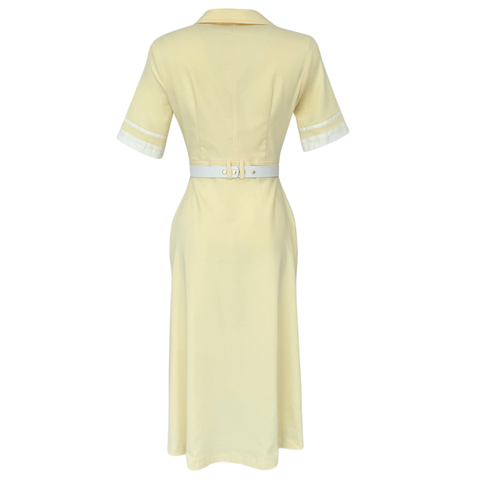 KEMER DETAYLI POLO YAKA GABARDİN ELBİSE SARI