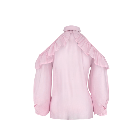 OMUZ DEKOLTELİ TRANSPARAN GÖMLEK PEMBE