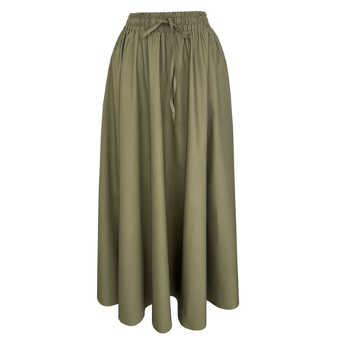 YANLARDAN YIRTMAÇLI %100 COTTON ETEK HAKİ