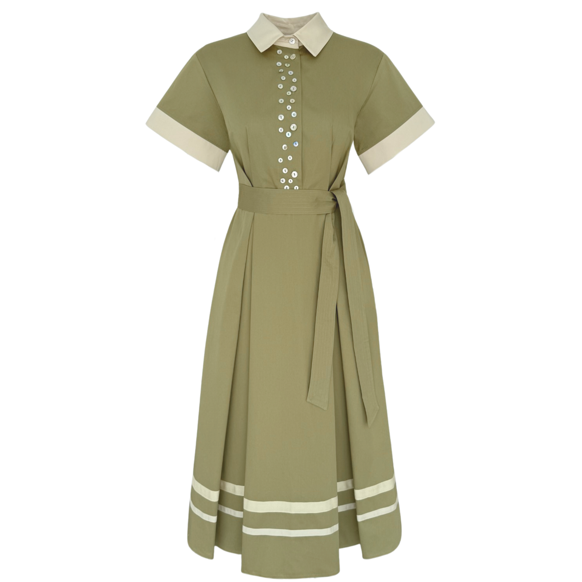 DÜĞME DETAYLI %100 COTTON GÖMLEK ELBİSE