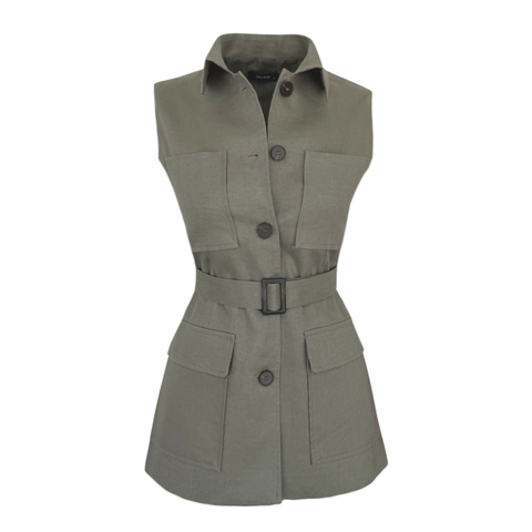 CEP DETAY %100 KETEN KEMERLİ YELEK HAKİ