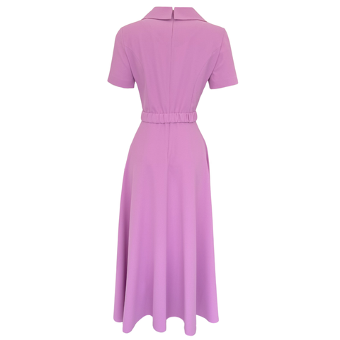 YAKASI TAŞ İŞLEMELİ KLOŞ ELBİSE PEMBE