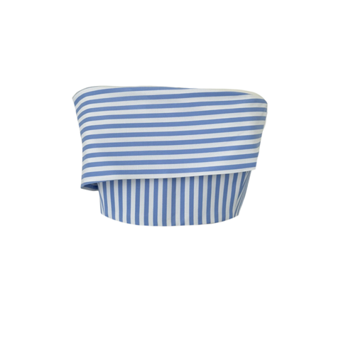 ÇİZGİ DETAY ASİMETRİK YAKA BÜSTİYER MAVİ