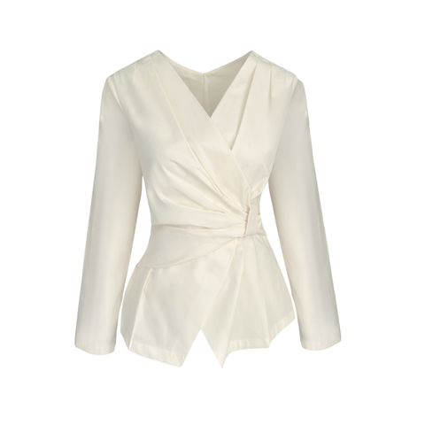 KRUVAZE MODEL SIRTI FERMUAR DETAYLI BLUZ EKRU