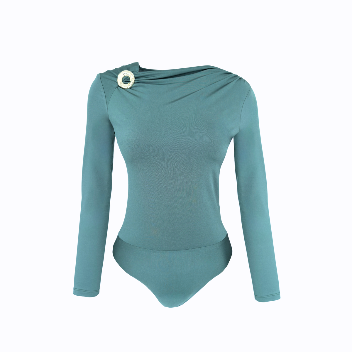 DRAPELİ BROŞ DETAY BODYSUIT MİNT