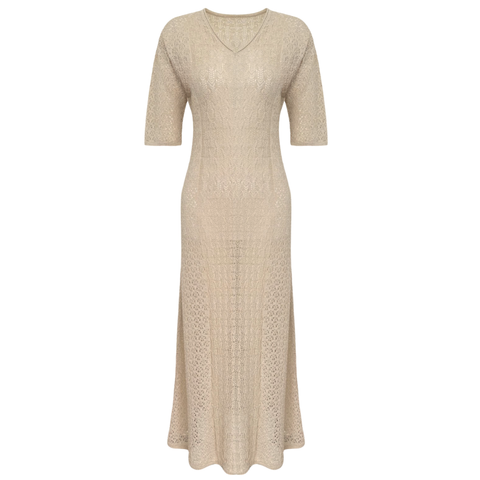 V YAKA KISA KOL MERSERİZE TRİKO ELBİSE