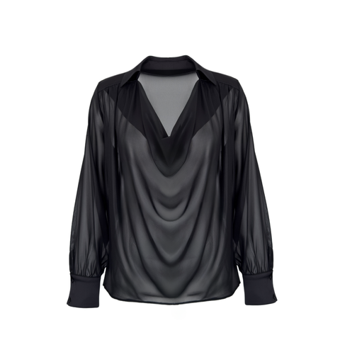 DEGAJE YAKA TRANSPARAN BLUZ