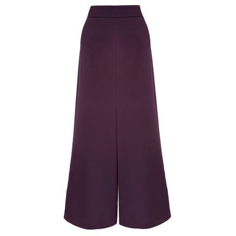 PAMUK SATEN YÜKSEK BEL GENİŞ PAÇA PANTOLON MOR