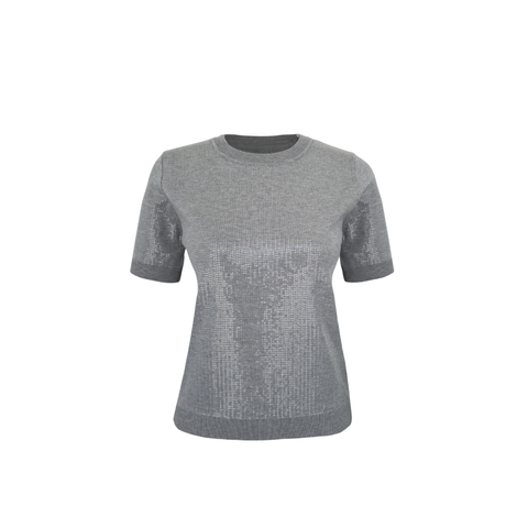 SIFIR YAKA PAYETLİ TRİKO GRİ