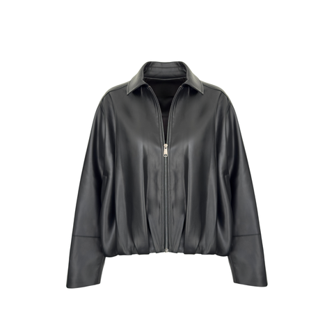 OVERSİZE SUNİ DERİ BOMBER CEKET SİYAH