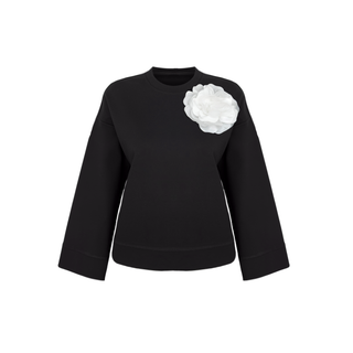 ÇIKARILABİLİR GÜL DETAYLI SWEATSHIRT SİYAH