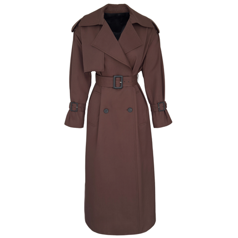 LUISA MAKSİ BOY TRENÇKOT KAHVE