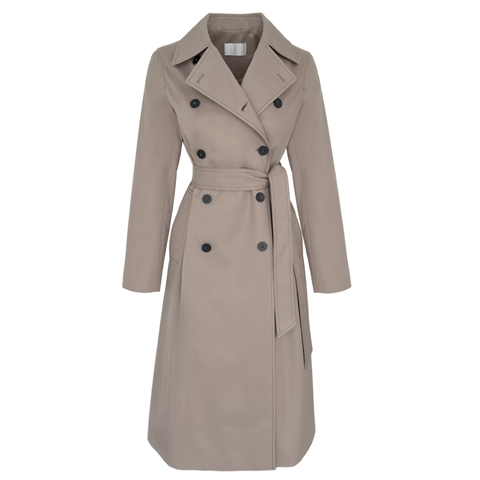 BELİ KUŞAKLI DÜĞME DETAY TRENÇKOT KOYU BEJ