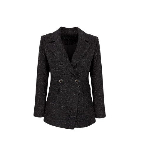 GOLD DÜĞME DETAY PIRILTILI TÜVİT CEKET SİYAH