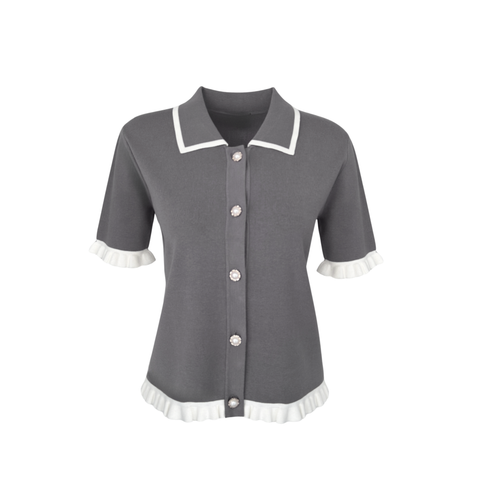 LOLA İNCİ DÜĞMELİ TRİKO GRİ