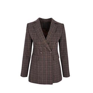 EKOSE DESEN BLAZER CEKET KAHVE