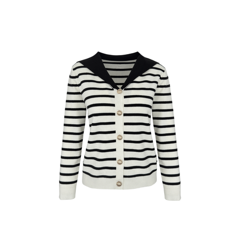 YAKA DETAY GOLD DÜĞMELİ ÇİZGİLİ TRİKO CEKET