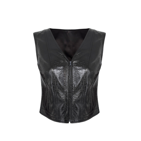 SHİNE RUGAN GÖRÜNÜMLÜ YELEK SİYAH