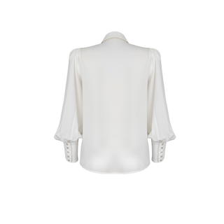 GENİŞ MANŞETLİ KRAVAT DETAY GÖMLEK EKRU